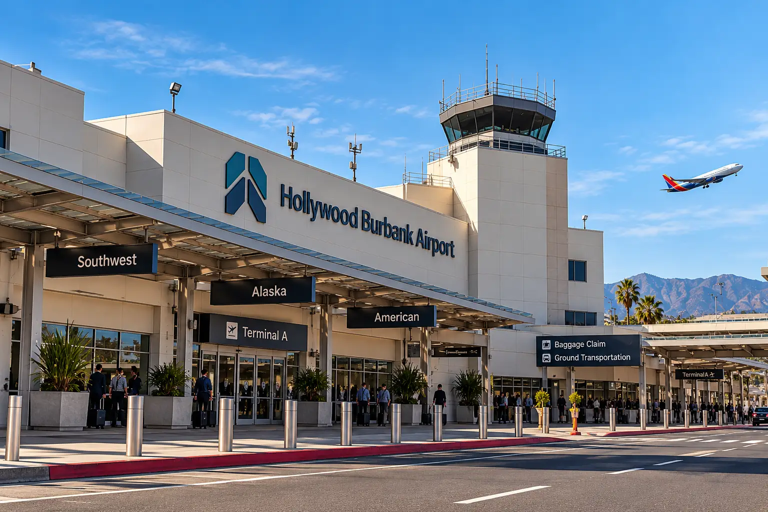 Hollywood Burbank Airport (BUR) terminal exterior and control tower