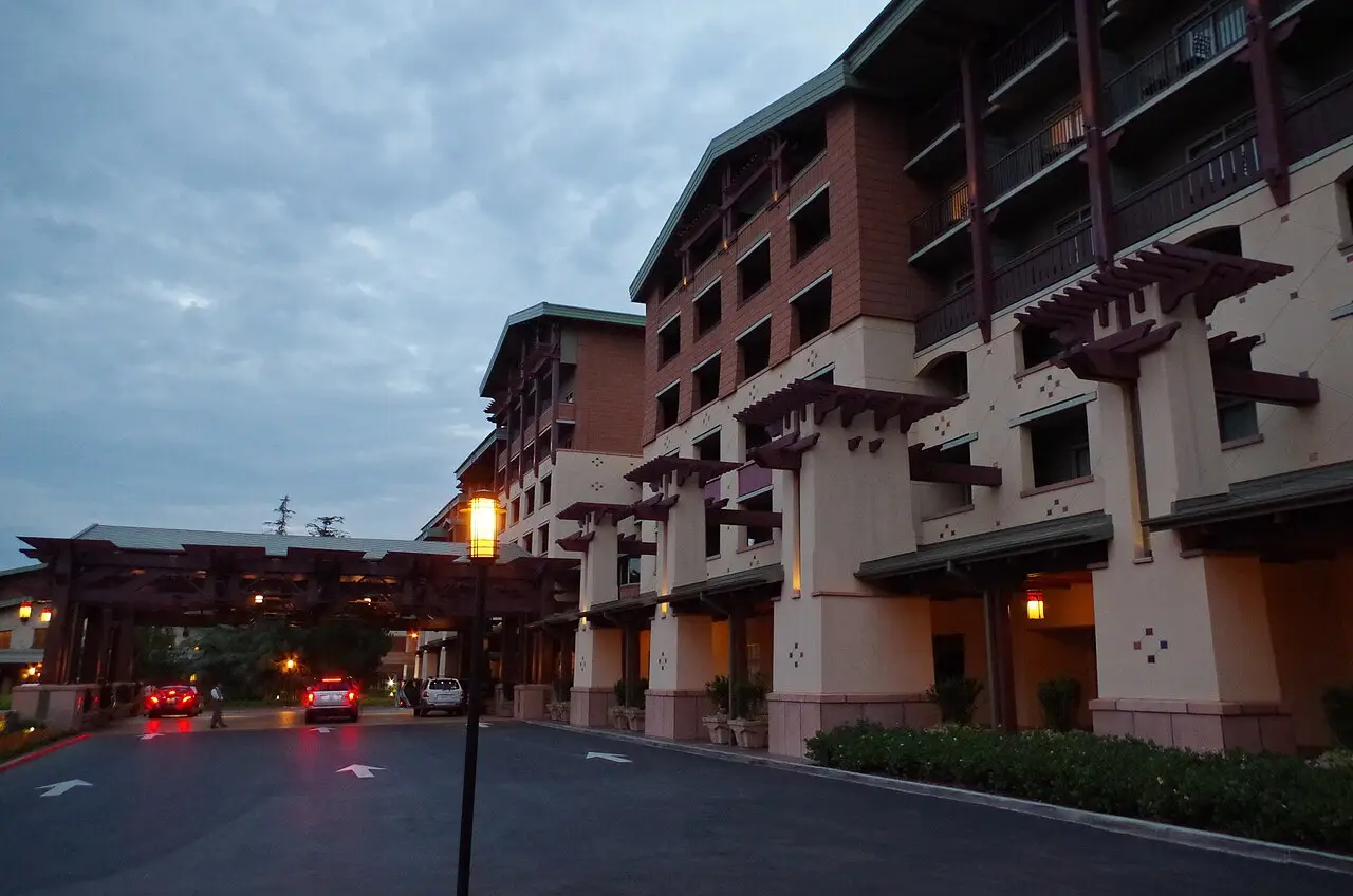 Entrance to Disney Grand Californian Hotel and Spa at Disneyland Resort in Anaheim, California