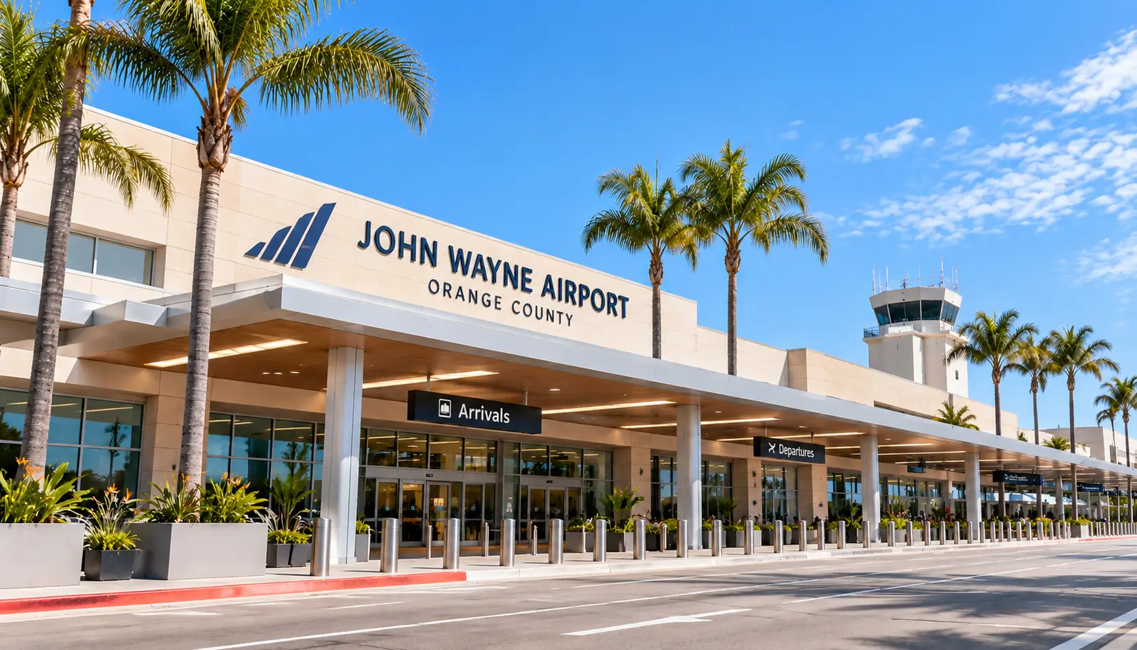 John Wayne Airport car service (SNA) – Orange County airport terminal exterior